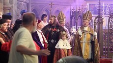 Natáčení záběrů z filmu o Karlu IV. v třebíčské bazilice. V Třebíči vznikaly... Natáčení záběrů z filmu o Karlu IV. v třebíčské bazilice. V Třebíči vznikaly...