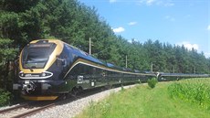 Souprava Stadler Flirt, kterou provozuje na trati Praha - Ostrava - Košice... Souprava Stadler Flirt, kterou provozuje na trati Praha - Ostrava - Košice...