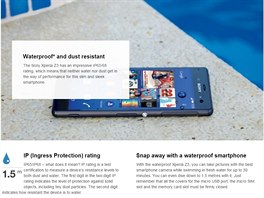 S Xperi Z3 mete pl hodiny plavat nebo se potpt do 1,5m hloubky a pitom...