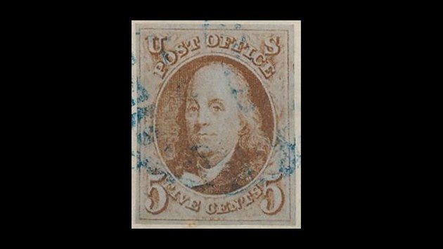 Investin zajmav znmky. USA 1847, 1. znmka USA, cena 10 tisc korun.