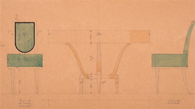 Nvhr jdelnho stolu se idlemi z vily v Holicch na Morav od Otakara Novotnho
