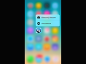 3D Touch: kontextov nabdka aplikace Shazam.