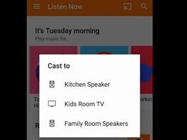 Posílání hudby pes Google Chromecast Audio je jednoduché. Staí vybrat, na...