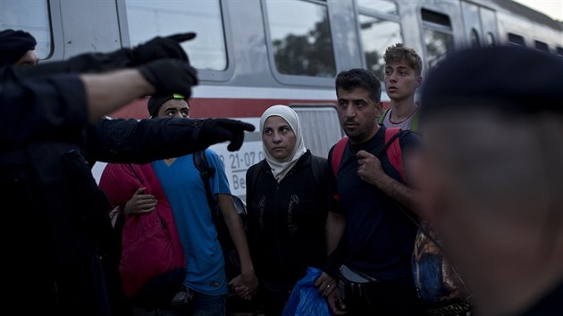Uprchlci na ndra v chorvatskm Tovarniku (22. z 2015)
