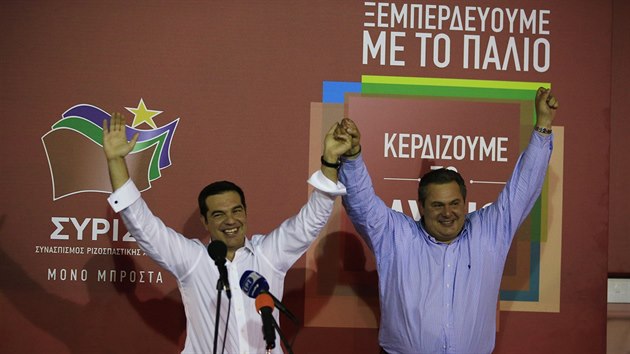 f strany Syriza Alexis Tsipras a f strany Nezvisl ekov Panos Kammenos.
