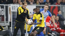 Zleva: trenér Dortmundu Thomas Tuchel, Adrian Ramos, a Pavel Kadeřábek z... Zleva: trenér Dortmundu Thomas Tuchel, Adrian Ramos, a Pavel Kadeřábek z...
