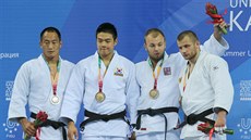 Alexandr Jurečka (druhý zprava) oslavuje univerziádní bronz z Kazaně 2013, Alexandr Jurečka (druhý zprava) oslavuje univerziádní bronz z Kazaně 2013,