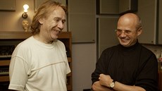 Jaromír Nohavica a Michal Horáek pi natáení alba Stráce plamene v roce 2005