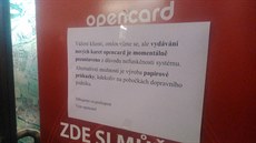 Vydávání karet Opencard ve Škodově paláci bylo kvůli nefunkčnosti systému... Vydávání karet Opencard ve Škodově paláci bylo kvůli nefunkčnosti systému...