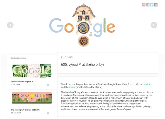 Google Doodle k výroí orloje 9. íjna 2015 po rozkliknuti vám umoní...