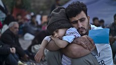 Uprchlíci na eckém ostrov Lesbos (5. íjna 2015)