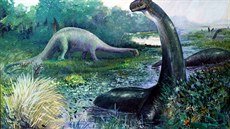 Zastaralá rekonstrukce vzezření obřího sauropodního dinosaura rodu Brontosaurus... Zastaralá rekonstrukce vzezření obřího sauropodního dinosaura rodu Brontosaurus...
