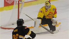 Branká Vienna Capitals David Kickert práv dostal od Litvínova gól.