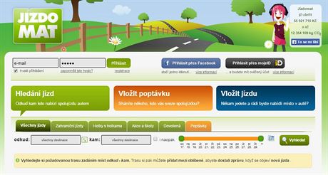Server Jízdomat.cz na sdílení cestovních náklad