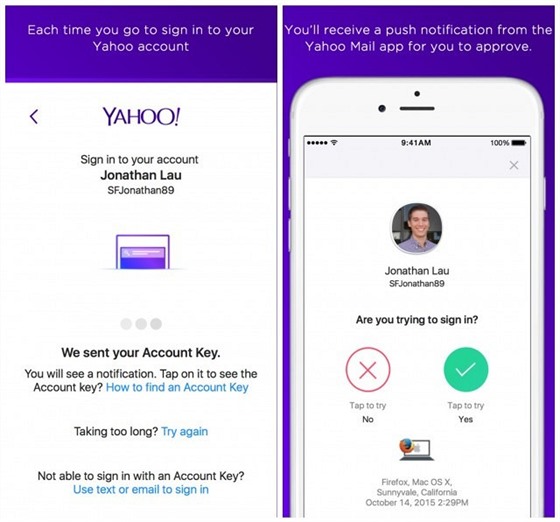 Yahoo Mail umoní pihlásit uivatel bez hesla