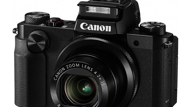 Fotoapart Canon G5X pin adu zajmavch prvk, jako je oton koleko na pedn stran nebo hledek spojen s bleskem.