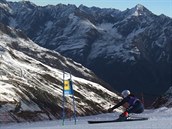 Federica Brignoneov na trati obho slalomu v Sldenu.