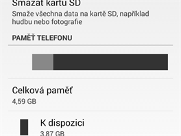 Vnitn datov loit telefonu Doogee Ibiza F2 je rozdleno na dv sti