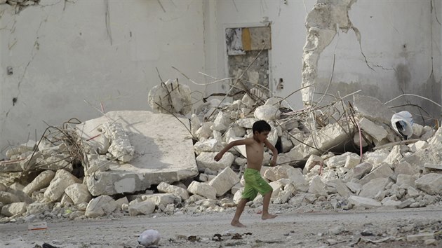 Nsledky bombardovn ve mst Ma'arat an-Numn, kter ovldaj povstalci (21. jna 2015)