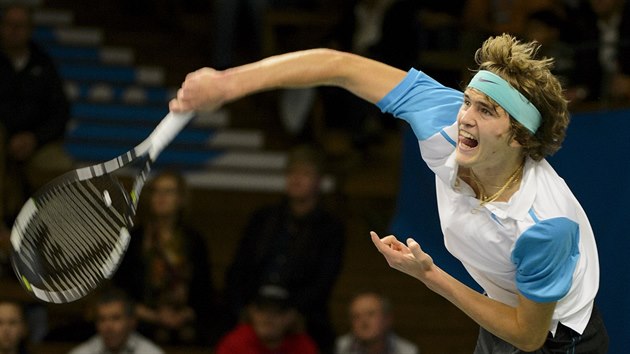 Alexander Zverev  v duelu s Tomáem Berdychem.