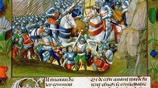 Vyobrazení bitvy u Azincourtu, Chronique de France, autor: Enguerrand de...