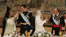 panlská královna Sofia a král Juan Carlos I. na svatb korunního prince...
