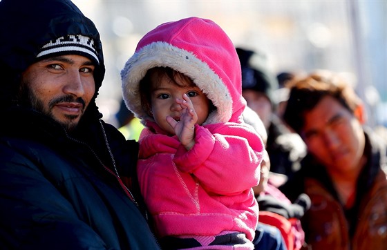 Uprchlíci ekají na registraci v Pasov (2. listopadu 2015)