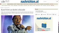 Onemocnní Karla Gotta na stránkách rakouského webu nachrichten.at. (2....