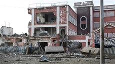 Hotel Sahafi v centru somálského hlavního města Mogadiša po útoku islamistické... Hotel Sahafi v centru somálského hlavního města Mogadiša po útoku islamistické...