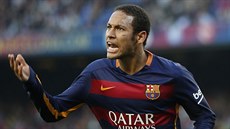 Neymar z Barcelony slaví svůj gól. Neymar z Barcelony slaví svůj gól.