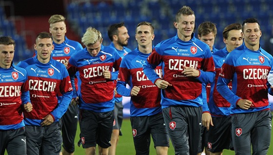 Trénink eské fotbalové reprezentace ped zápasem proti Srbsku.