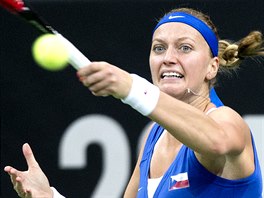 Petra Kvitov ve finle Fed Cupu proti Anastasiji Pavljuenkovov z Ruska.