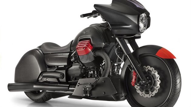 Moto-Guzzi nm uke nov bagger s motorem  1 400 ccm s typickmi vlci do stran, kter by ml bt hodn podobn ndhernmu konceptu Moto-Guzzi MGX21.