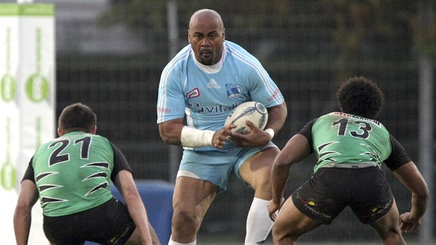 Jonah Lomu, novozlandsk ragbyov legenda, v dresu Marseille-Vitrolles.