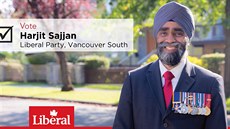 Harjit Singh Sajjan na oficiální volebním plakátu