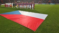 etí fotbalisté ped pípravným zápasem v Ostrav proti Srbsku.