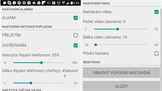 V nastavení aplikace si mete napíklad zvolit citlivost telefonu na tepání a...