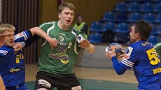 Petr Šlachta ze Zubří brání v utkání proti Zlínu. Petr Šlachta ze Zubří brání v utkání proti Zlínu.