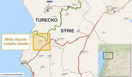 Mapa dopadu ruskho letounu Su-24