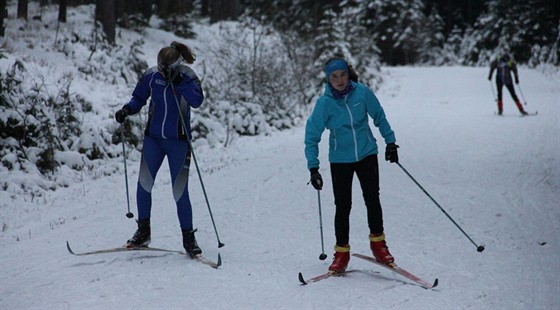 lenové Ski klubu umava u trénují na snhu na Zadov.