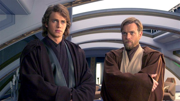 Hayden Christensen (Anakin Skywalker) a Ewan McGregor (Obi-Wan Kenobi) ve filmu Star Wars: Epizoda III - Pomsta Sith (2005)