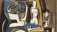 Emil Filla, Zátiší na stolku s mandolínou, vínem, sklenicí a podnosem, 1931 Emil Filla, Zátiší na stolku s mandolínou, vínem, sklenicí a podnosem, 1931