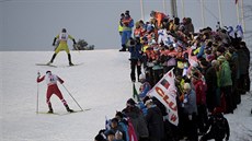 Momentka ze závodu na 10 kilometr volnou technikou ve finské Ruce.