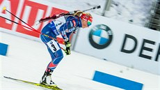 Česká biatlonistka Eva Puskarčíková v závodě smíšených dvojic. Česká biatlonistka Eva Puskarčíková v závodě smíšených dvojic.
