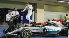 Nmecký pilot Nico Rosberg ze stále Mercedes se raduje z triumfu ve Velké cen...