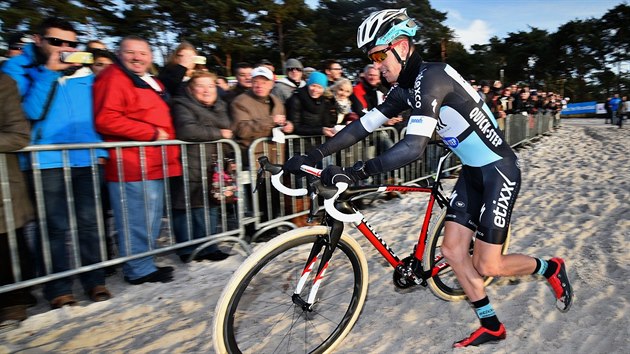 Zdenk tybar bhem cyklokrosovho zvodu Boonen and Friends, kter pod jeho kamard a spolujezdec ze stje Etixx-Quick Step, Tom Boonen.