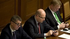 Ministr financí Andrej Babiš, premiér Bohuslav Sobotka a vicepremiér Pavel... Ministr financí Andrej Babiš, premiér Bohuslav Sobotka a vicepremiér Pavel...
