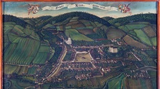 Pohled na Zlín od severu na vedut msta z roku 1846.