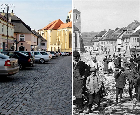 Boskovice na snímku kolem roku 1890 a v souasnosti