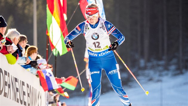 Eva Puskarkov na trati sthacho zvodu v Pokljuce.